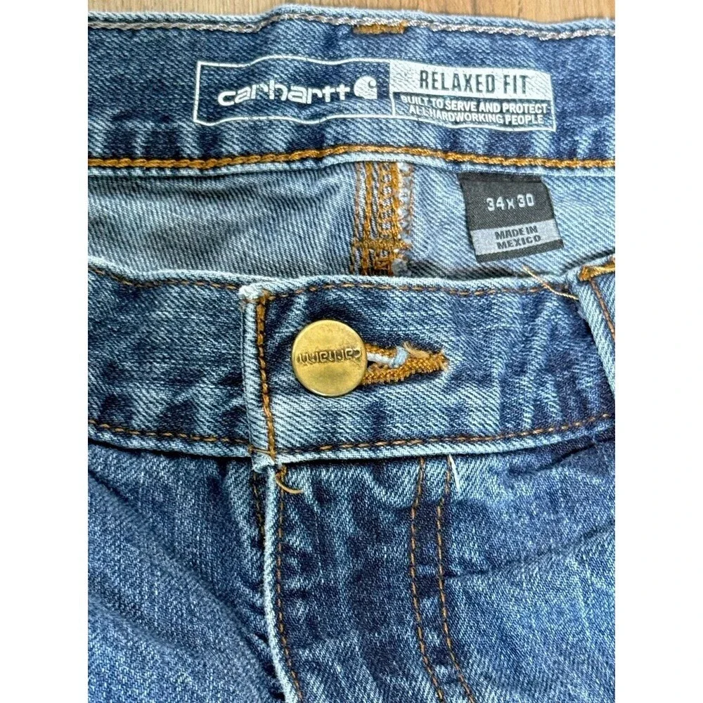 Carhartt Relaxed Fit Jeans 36x34 Mens Blue Straight Leg Workwear